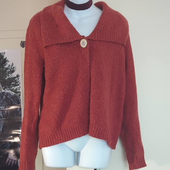 mercer & madison Sweaters - Mercer & Madison Orange Chunky Knit Wool Cardigan Sweater